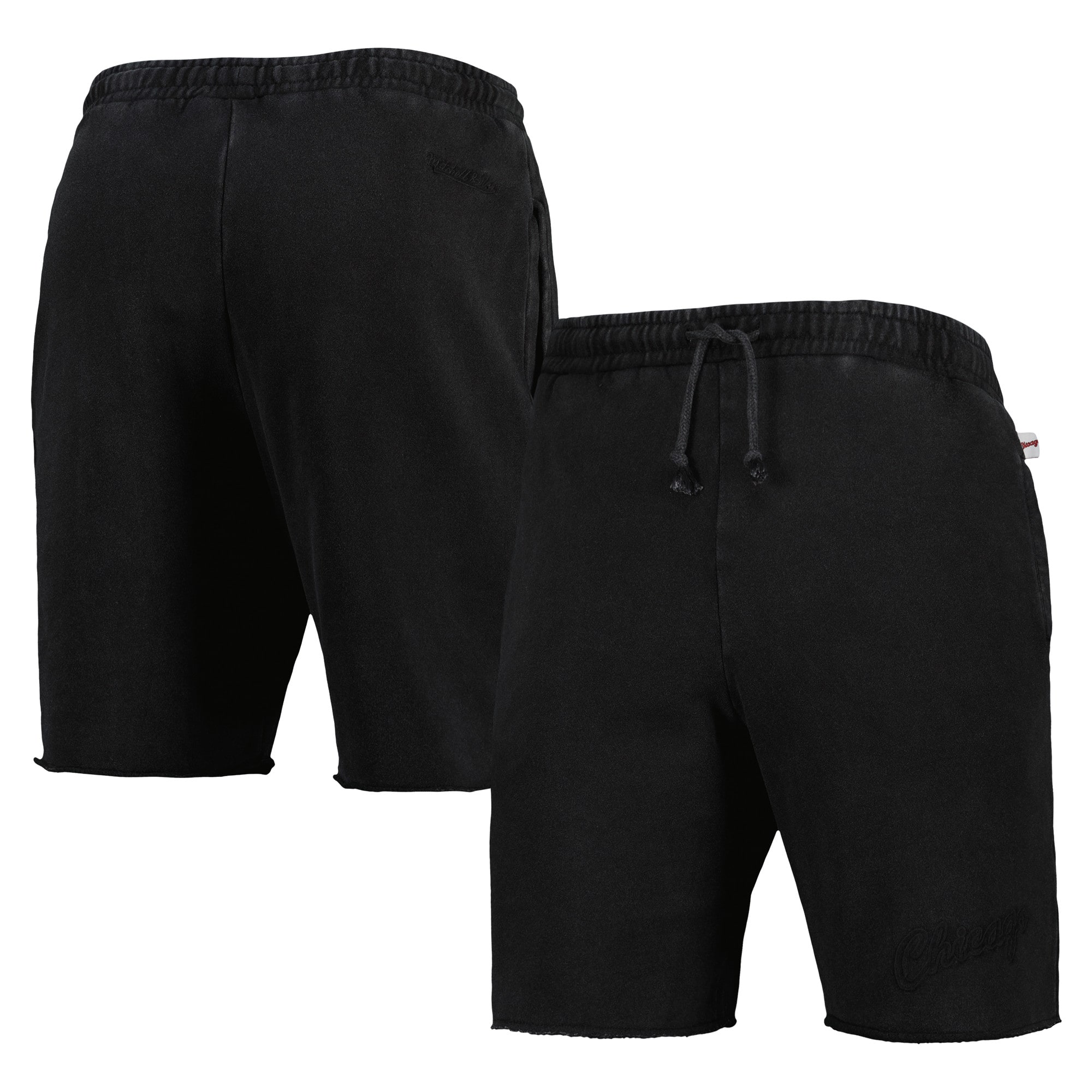 Men's Mitchell \u0026 Ness Black Chicago Bulls French Terry Tonal Fleece Shorts